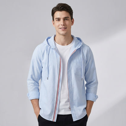 Relaxed Fit Hooded Shirt for Men – Casual Comfort & Style