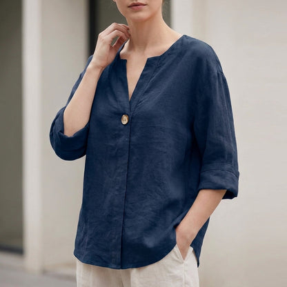 Relaxed Fit Button Front Blouse for Women – Effortless Everyday Style