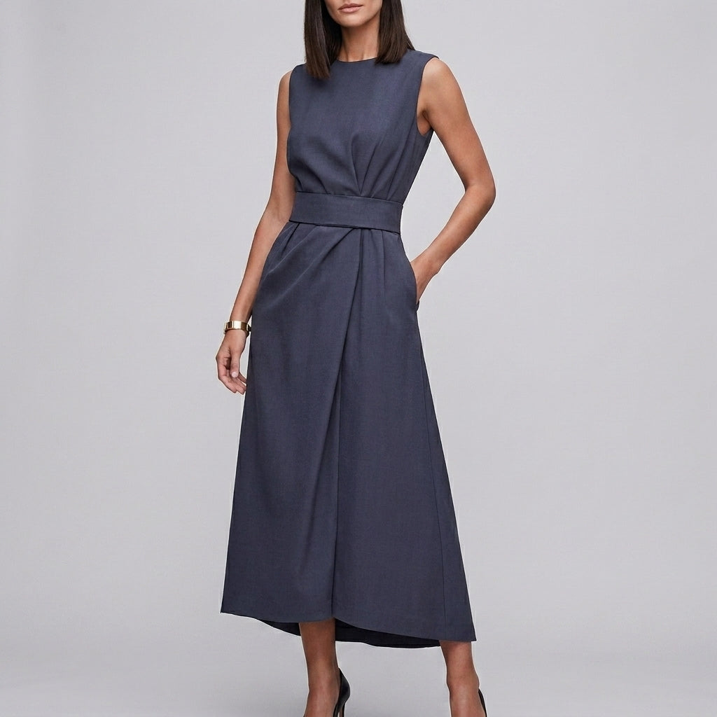Elegant Sleeveless Midi Dress for Women – Timeless Sophistication & Graceful Style