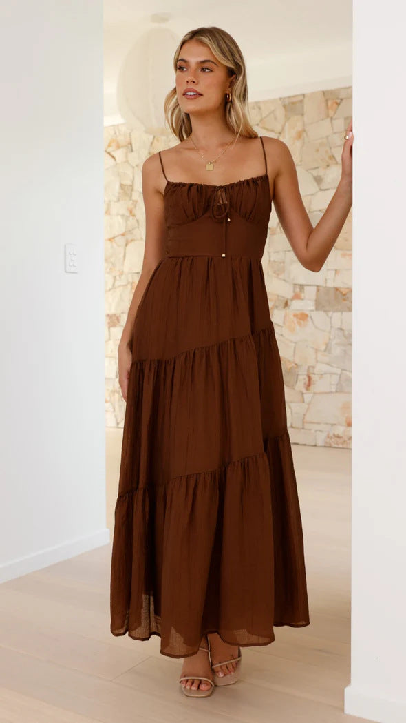 Women's Maxi Dress – Light and Breathable – Sleeveless – Spaghetti Straps – Low Back – Fitted Bodice