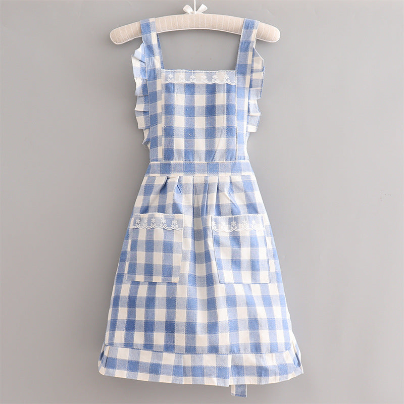Farmhouse Cotton Apron with Ruffled Straps