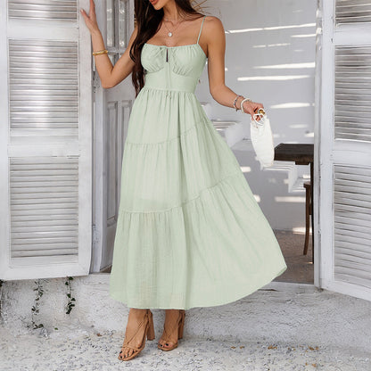 Women's Maxi Dress – Light and Breathable – Spaghetti Straps – Layered Skirt – Elegant Fit