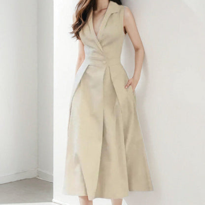Dress for Women – Midi Length – A-line Cut – V-neckline – Lightweight and Breathable