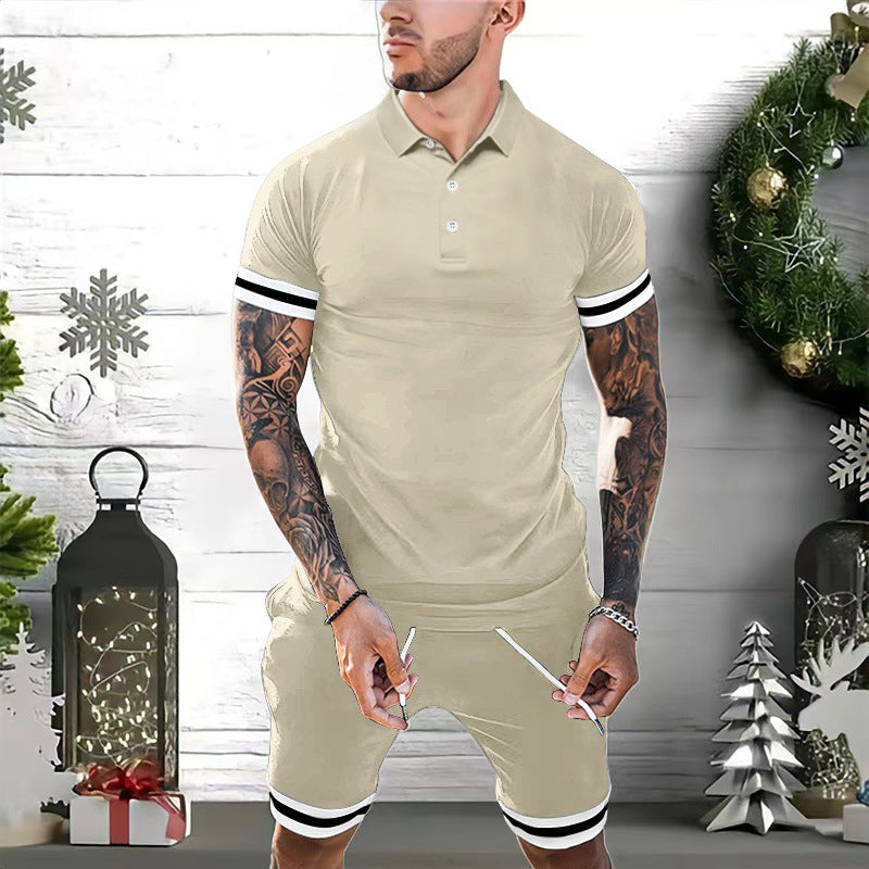 Men's Polo T-shirt – Slim Fit – Breathable Material – Short Sleeves – Sporty Stripes