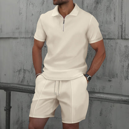Men's Polo Set – Regular Fit – Short Sleeve – Breathable Comfort Design – Zip Neck