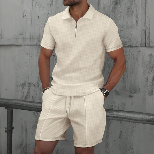 Men's Polo Set – Regular Fit – Short Sleeve – Breathable Comfort Design – Zip Neck
