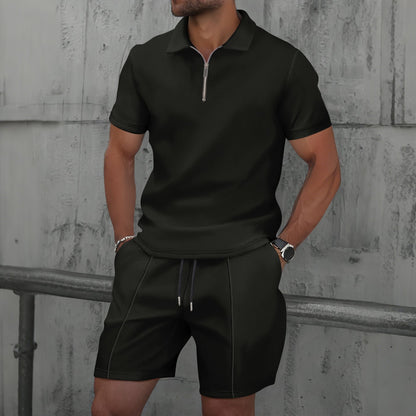 Men's Polo Set – Regular Fit – Short Sleeve – Breathable Comfort Design – Zip Neck