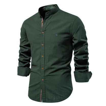 Men's Shirt - Slim Fit - Mandarin Collar - Long Sleeves - Lightweight Fabric