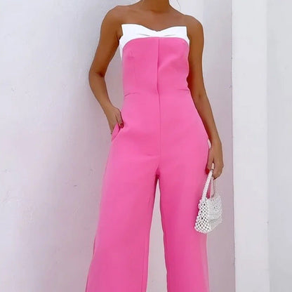 Women's Jumpsuit – Strapless – Tailored Bodice – Wide Legs – Sleeveless Elegant Style