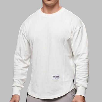 Men's Shirt with Long Sleeves – Regular Fit – Soft Cotton – Round Neck – Ribbed Edges