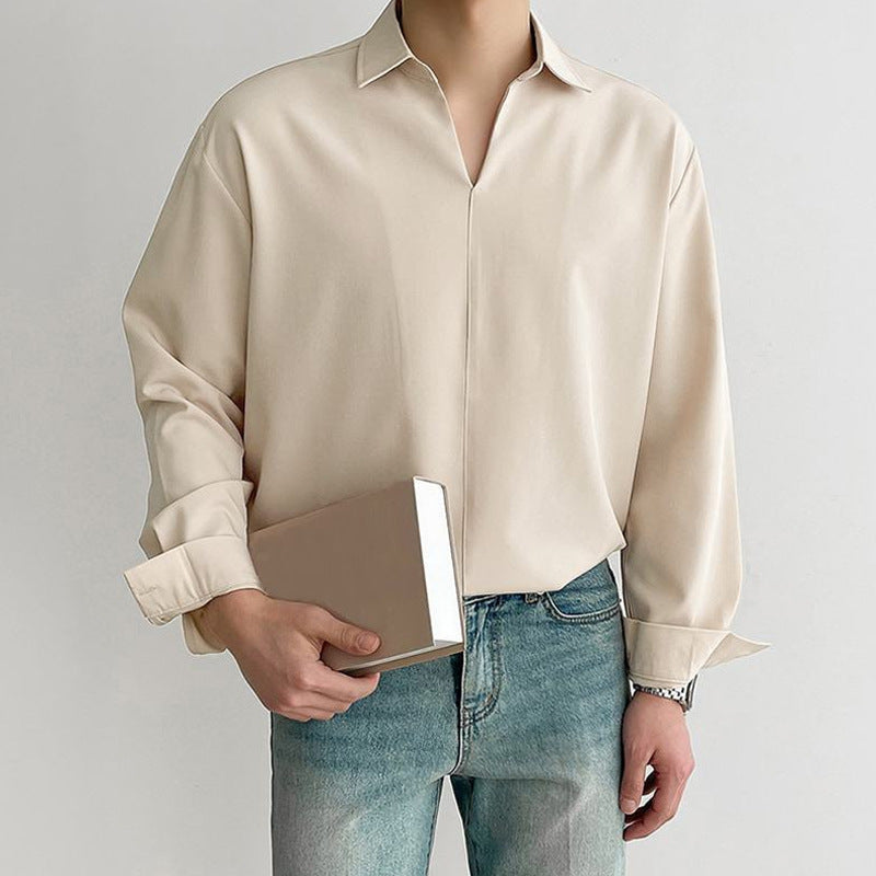 Men's Pullover Shirt – V-Neck with Collar – Casual Fit – Light and Breathable