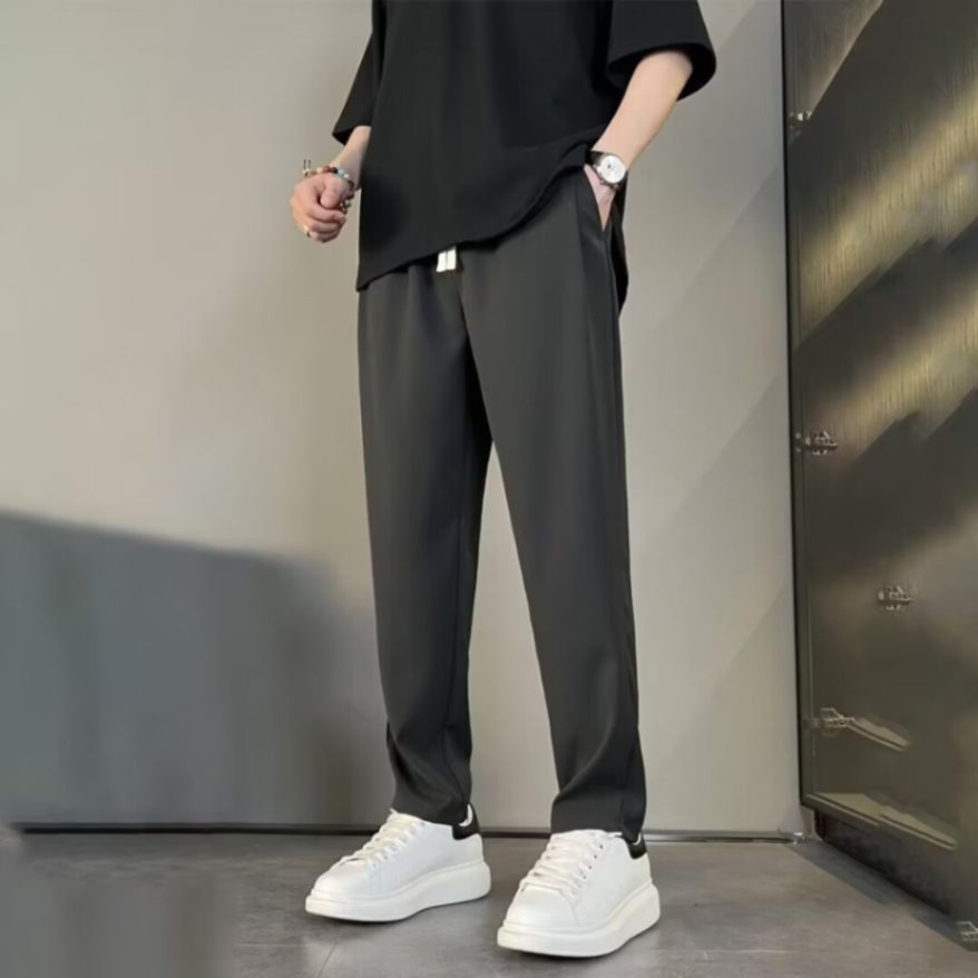 Men's Trousers – Straight Leg – Relaxed Fit – Breathable Fabric – Drawstring Waist