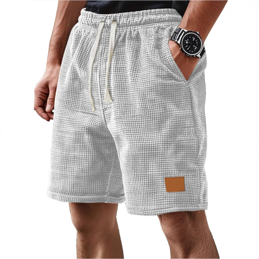 Men's Shorts – Relaxed Fit – Soft Waffle Knit – Adjustable Drawstring Waist