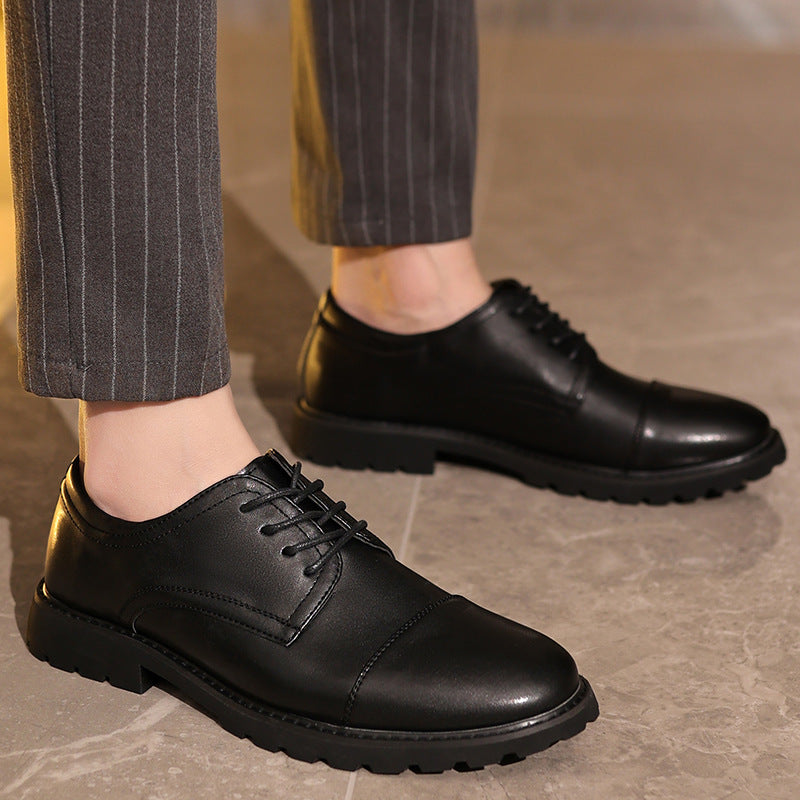 Men's Derby Shoes – Leather – Cap Toe – Formal Cut – Rubber Sole – Classic Design