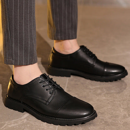 Men's Derby Shoes – Leather – Cap Toe – Formal Cut – Rubber Sole – Classic Design