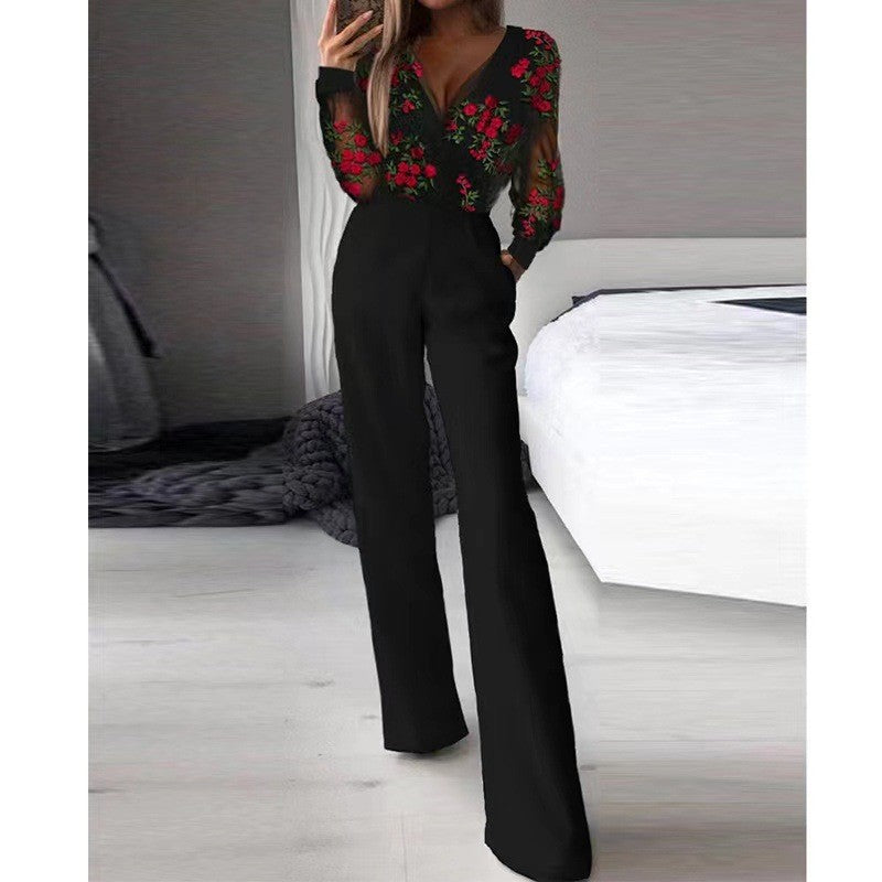 Women's Jumpsuit – Tailored Fit – Strapless Asymmetric Neckline – Wide Leg Elegant Style