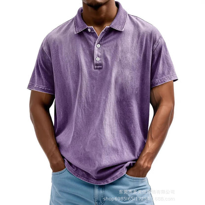 Men's Polo Shirt – Cotton – Relaxed Fit – Washed Retro Style – Short Sleeve