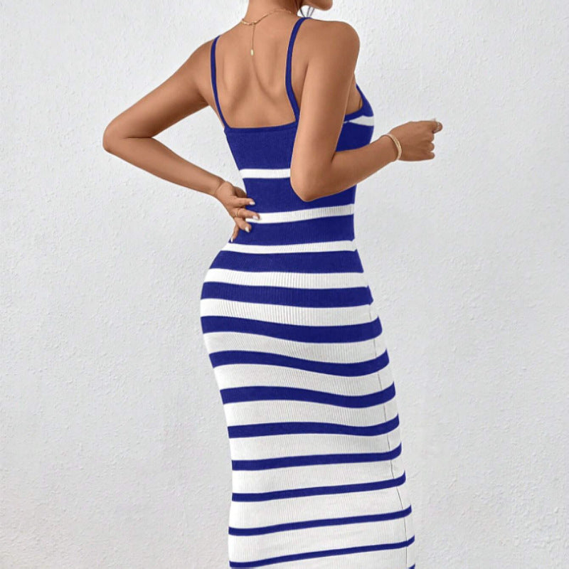 Women's Bodycon Dress – Slim Fit – Stretch Knit – Spaghetti Straps – Midi Length