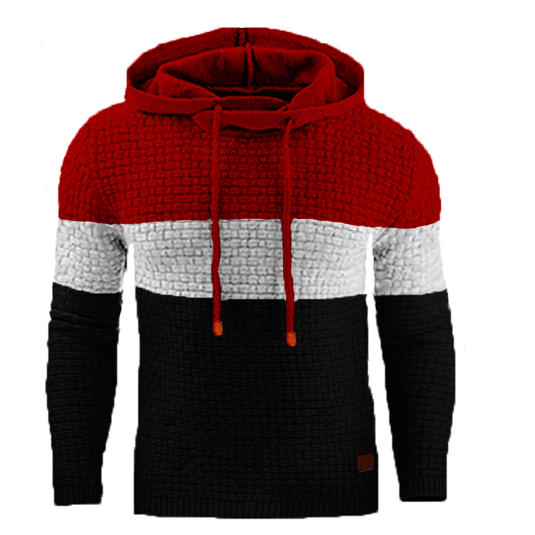 Oliver Hooded Pullover Hoodie | Color Block Textured Knit Mens Pullover Hoodie