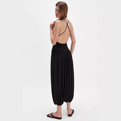 Women’s Jumpsuit - Backless Spaghetti Strap - Wide Leg - Lightweight Breathable Fit