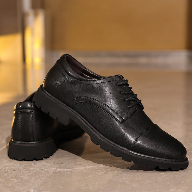 Men's Derby Shoes – Leather – Cap Toe – Formal Cut – Rubber Sole – Classic Design