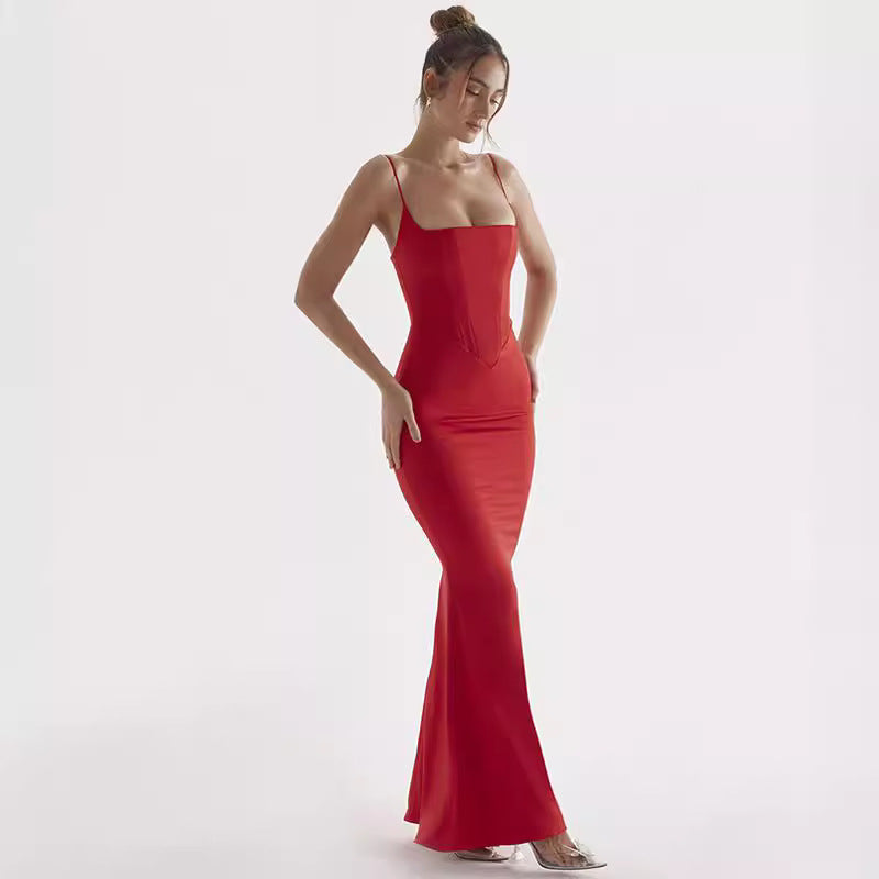 Dress for Women – Maxi Bodycon – Spaghetti Straps – Elegant Evening Look