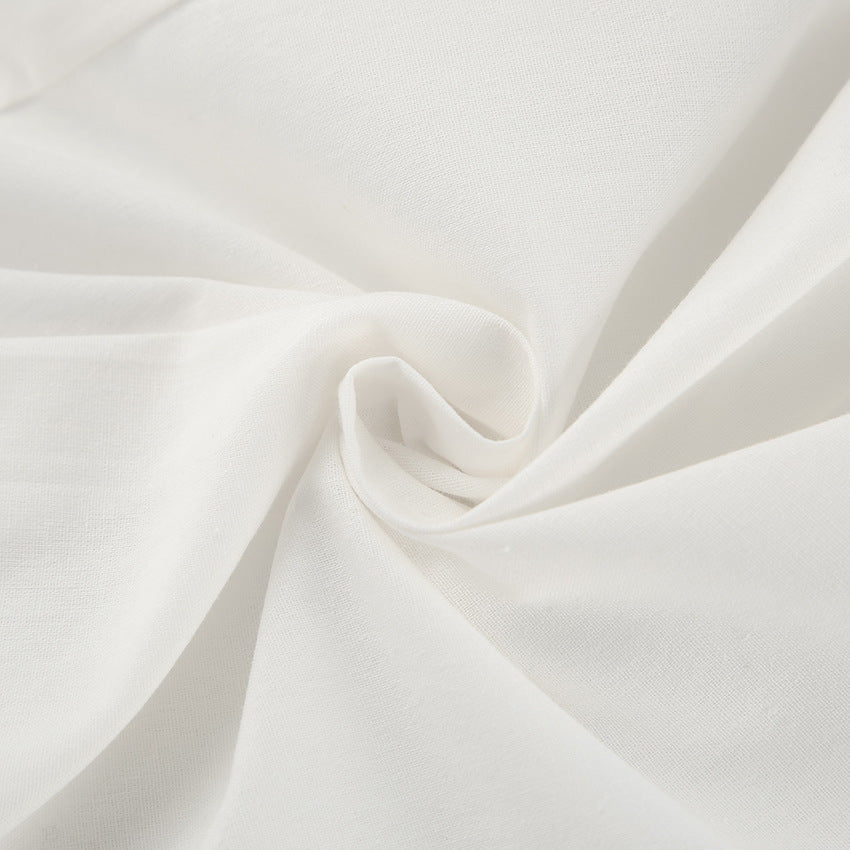 Women's Set – Sleeveless Ruffle Top – Wide Pants – Light Cotton-Linen Mix
