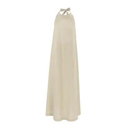 Women's Maxi Dress – Halterneck – Loose Fit – Cotton Linen – Elegant Flowy Design
