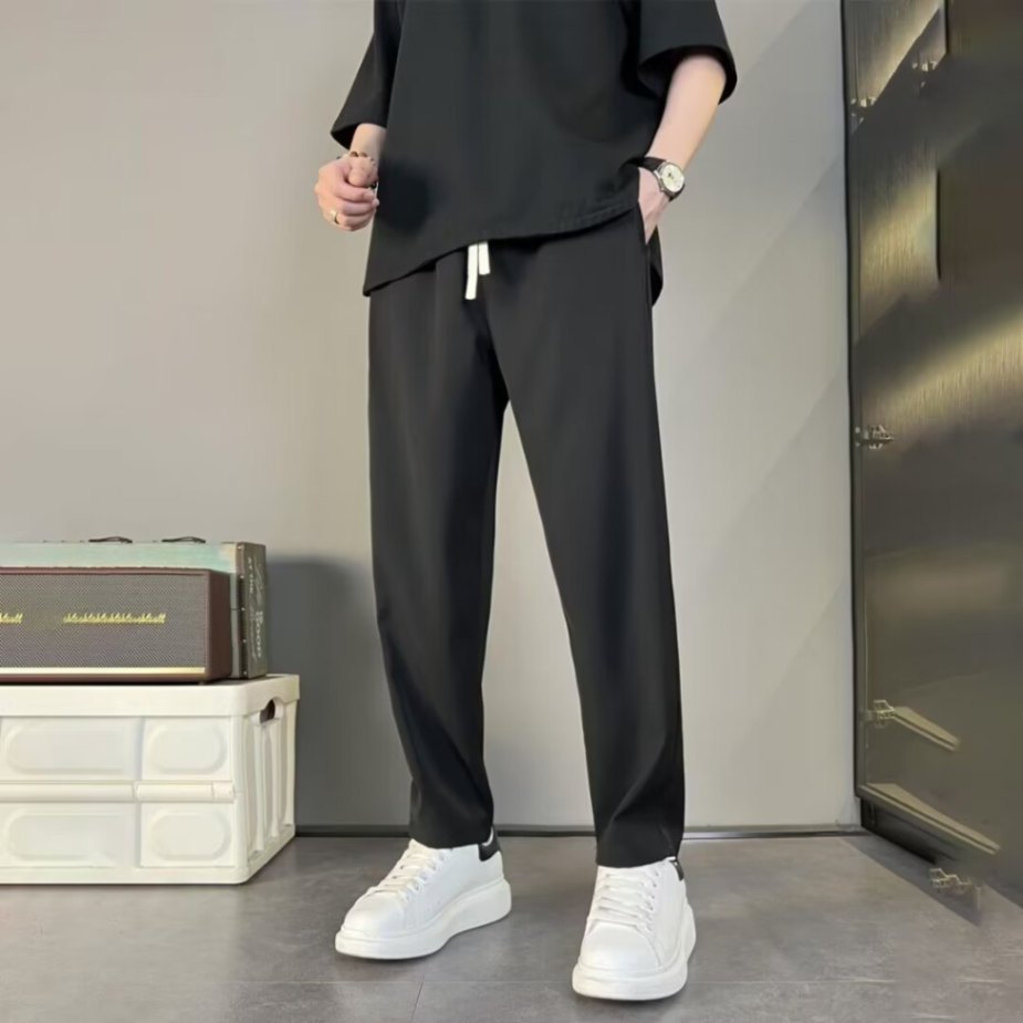 Men's Trousers – Straight Leg – Relaxed Fit – Breathable Fabric – Drawstring Waist
