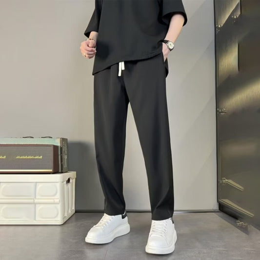Men's Trousers – Straight Leg – Relaxed Fit – Breathable Fabric – Drawstring Waist