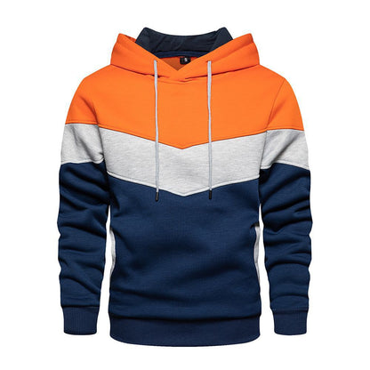 Men's Hoodie – Loose Fit – Color Block Design – Adjustable Hood – Side Pockets