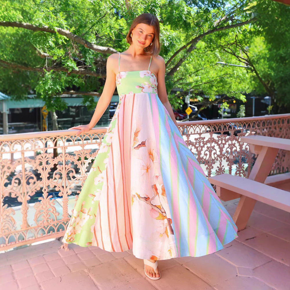 Women's Dress – Light Cotton – Flowy Fit – Artistic Print – Maxi Length