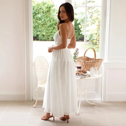 Women's Maxi Dress – Light and Breathable – Sleeveless – Spaghetti Straps – Low Back – Fitted Bodice