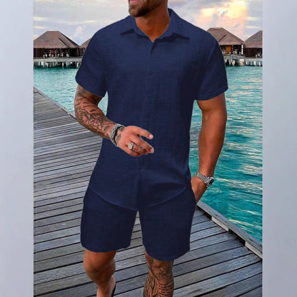 Men's Two-Piece Set – Relaxed Fit – Jacquard Texture – Breathable Material