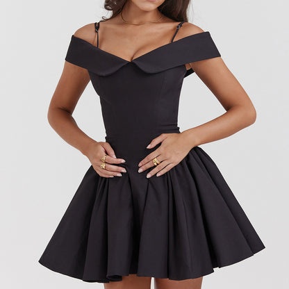 Dress for Women – Off-shoulder – Spaghetti Straps – A-line – Fitted Waist