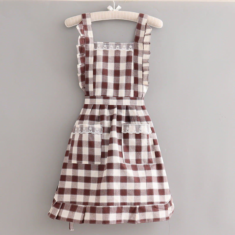 Farmhouse Cotton Apron with Ruffled Straps