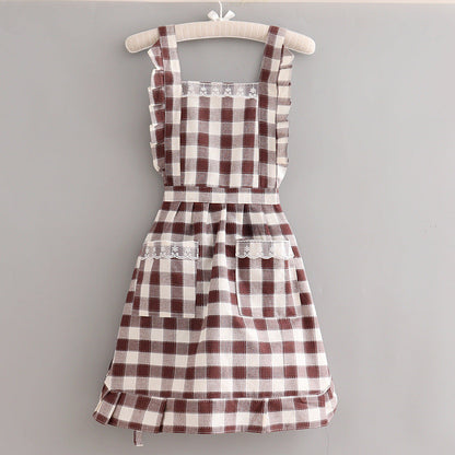 Farmhouse Cotton Apron with Ruffled Straps