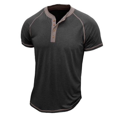 Men's Henley T-shirt – Regular Fit – Short Sleeve – Breathable – Contrast Details