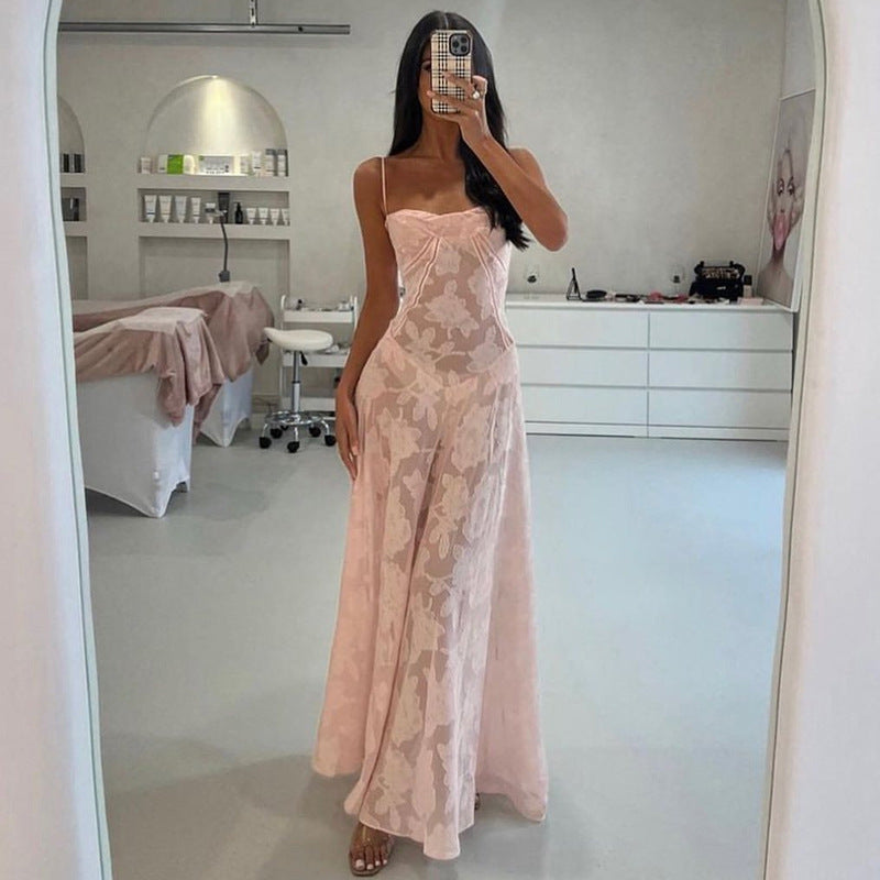 Women Evening Dress – Strapless – A-line – Floral Appliqué – Long Elegant Model