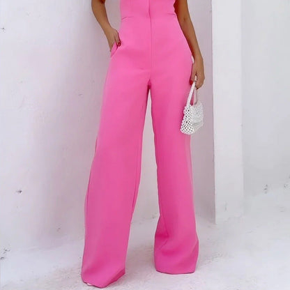 Women's Jumpsuit – Strapless – Tailored Bodice – Wide Legs – Sleeveless Elegant Style