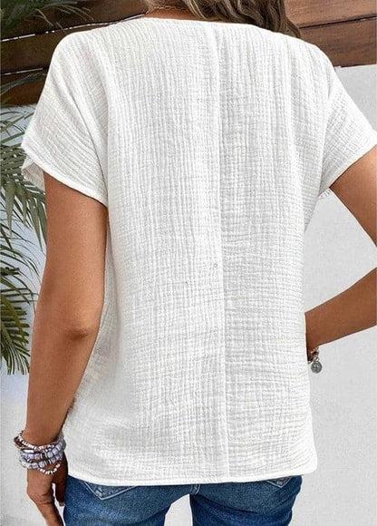 Women's Blouse - Light & Breathable Cotton - Loose Fit - Collar & Button Closure