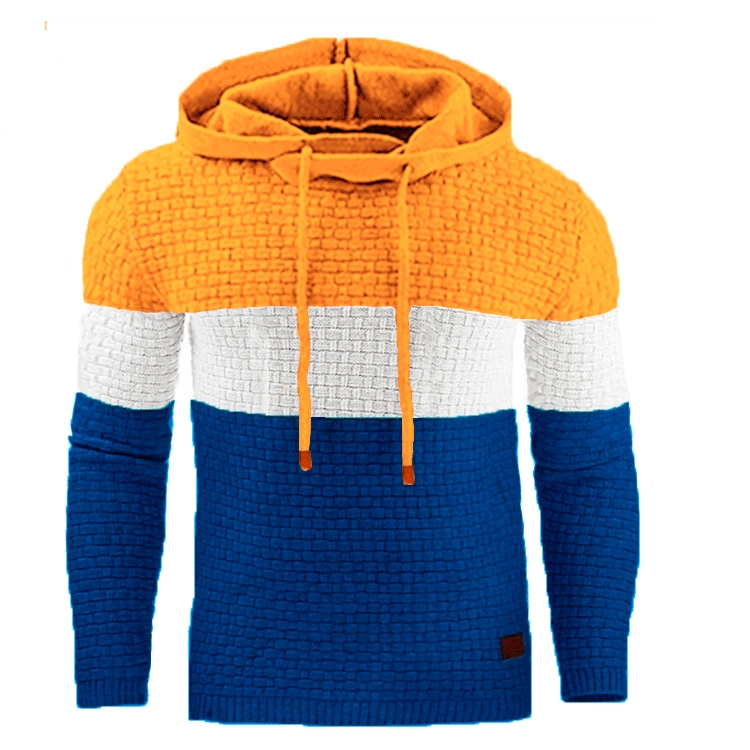 Oliver Hooded Pullover Hoodie | Color Block Textured Knit Mens Pullover Hoodie