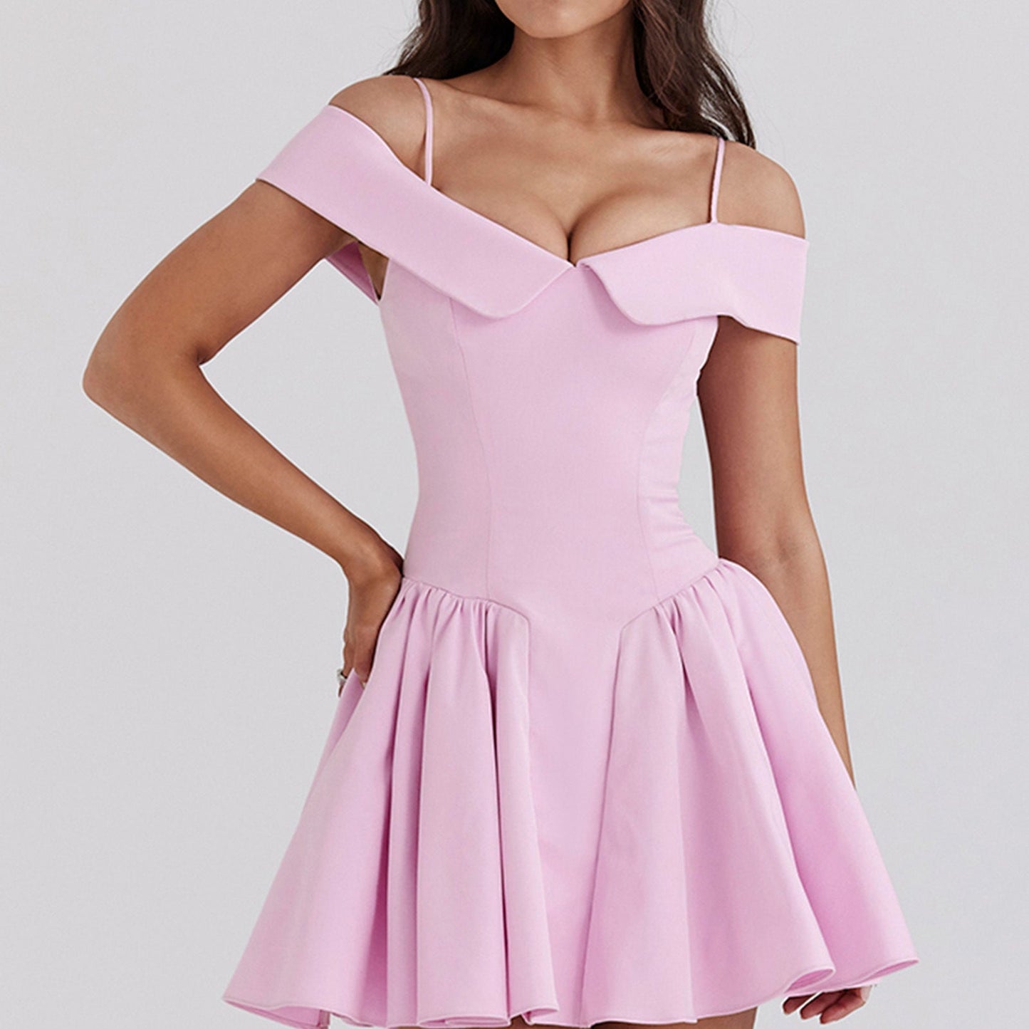 Dress for Women – Off-shoulder – Spaghetti Straps – A-line – Fitted Waist