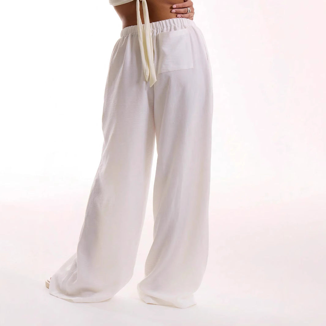 Women's Trousers with Wide Legs – Relaxed Fit – Breathable Material – Full Length