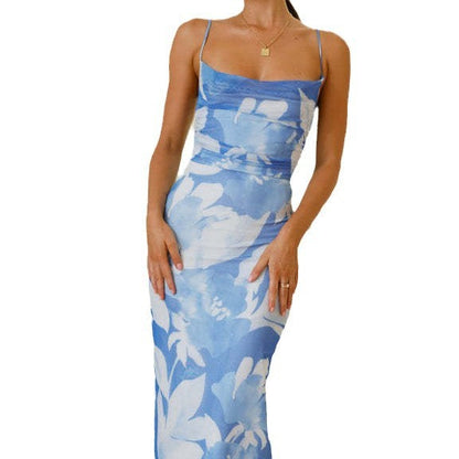 Women's Bodycon Dress – Sleeveless – Spaghetti Straps – All-Over Print – Slim Fit