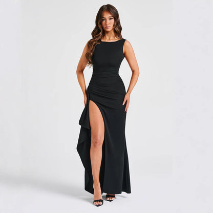 Dress for Women – Slim Fit Evening Dress – Sleeveless – High Slit – Open Back – Long Model
