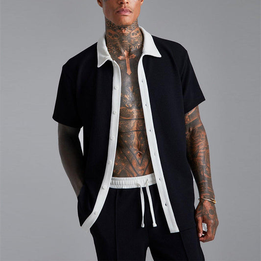 Men's Shirt – Short Sleeves – Relaxed Fit – Open Front – Light and Breathable