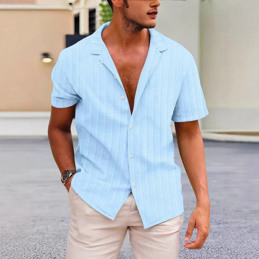 Men's Shirt with Short Sleeves – Classic Fit – Breathable Material – Casual Button Closure