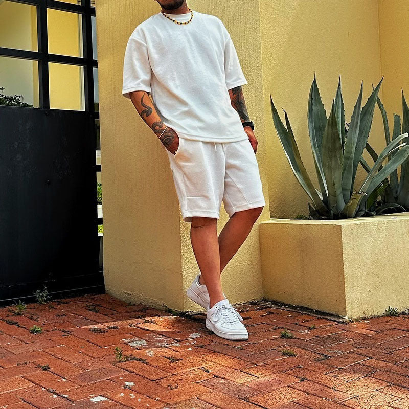 Men's Training Set – Breathable Cotton Blend – Loose Fit – T-shirt and Shorts