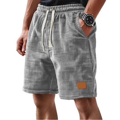 Men's Shorts – Relaxed Fit – Soft Waffle Knit – Adjustable Drawstring Waist